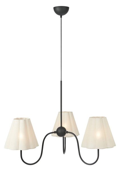 Beżowa metalowa lampa wisząca z tekstylnym kloszem Veya – Markslöjd