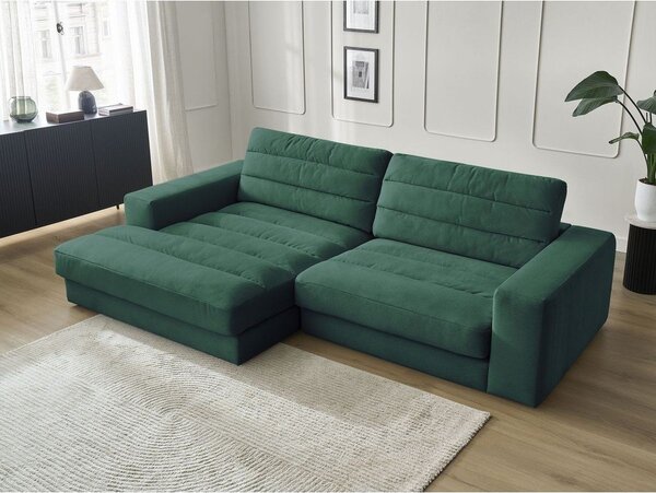Zielony aksamitny narożnik (lewostronny/z szezlongiem) Sierra – Bobochic Paris