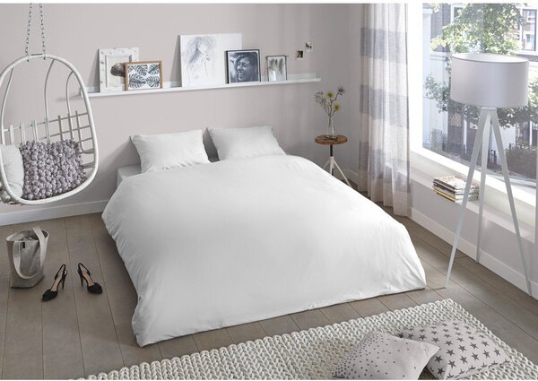 Biała pościel dwuosobowa z bawełny renforcé 200x220 cm Uni – Good Morning