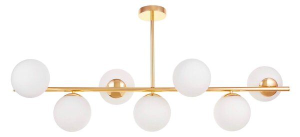 LAMPA WISZĄCA SUFITOWA NOWOCZESNA ZŁOTA BIAŁE KULE FREDICA 7