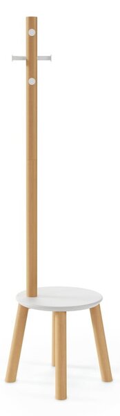Biały wieszak z drewna kauczukowego Pillar – Umbra