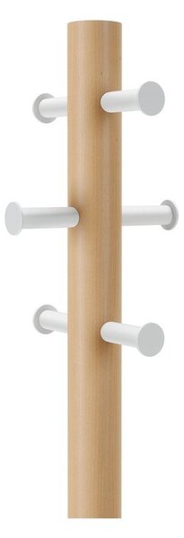 Biały wieszak z drewna kauczukowego Pillar – Umbra