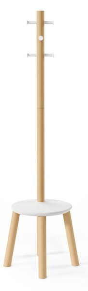 Biały wieszak z drewna kauczukowego Pillar – Umbra