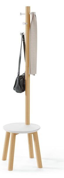 Biały wieszak z drewna kauczukowego Pillar – Umbra