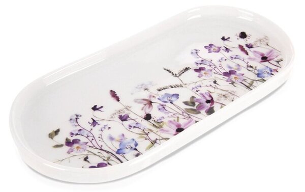 Talerz do serwowania porcelanowy kwiaty LOUKA 25x12 cm