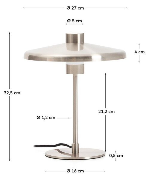 Lampa stołowa w kolorze srebra z metalowym kloszem (wysokość 32,5 cm) Nuvira – Kave Home