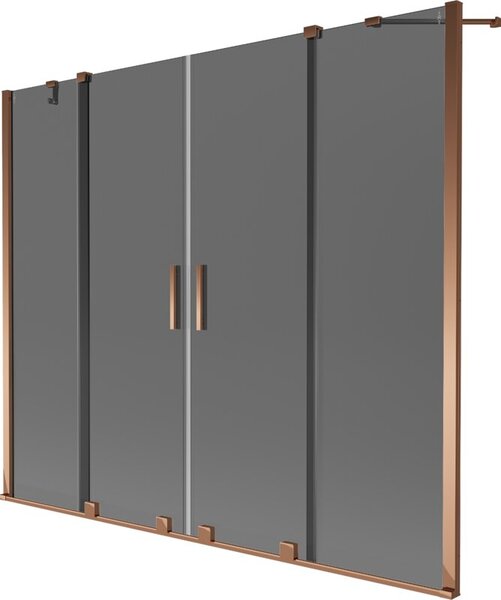 Mexen Velar Duo parawan nawannowy 2-skrzydłowy rozsuwany 180 x 150 cm, grafit, różowe złoto - 896-180-000-42-60