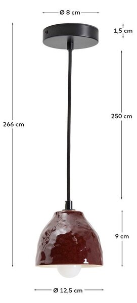 Czerwona lampa wisząca z ceramicznym kloszem Drava – Kave Home