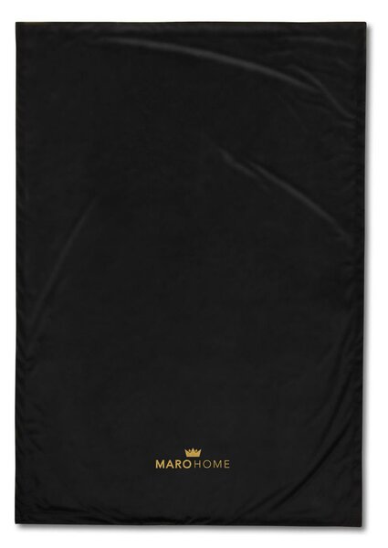 Pled VELVET MUSSO - biały/czarny ze złotym haftem - 140 x 200