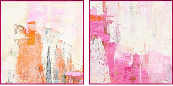 Obrazy drukowane z ręcznie malowanymi elementami na płótnie z ramą w zestawie 2 szt. 41,5x41,5 cm New Age Pink – Malerifabrikken