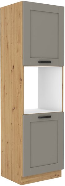 Wysoka szafka słupek na piekarnik LUNA 60 DP-210 2F Gliniasty Szary/Dąb Artisan