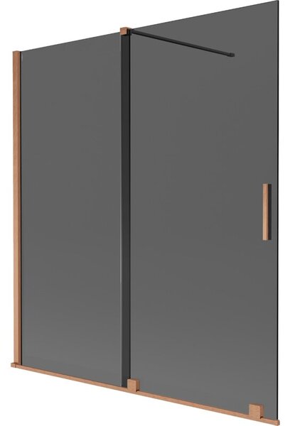 Mexen Velar parawan nawannowy 2-skrzydłowy rozsuwany 150 x 150 cm, grafit, miedź szczotkowana - 896-150-000-41-65