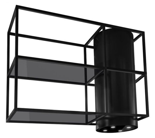 Okap wyspowy Tubo Cage Asymmetric Glass Black Matt 120 cm