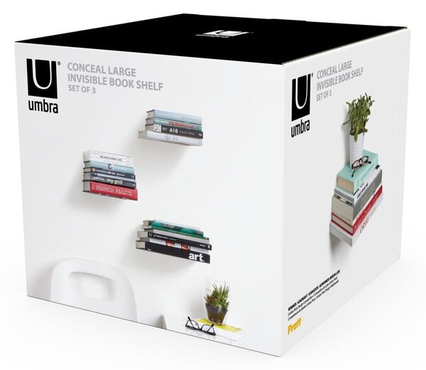 Srebrne metalowe półki zestaw 3 szt. 18 cm Conceal – Umbra