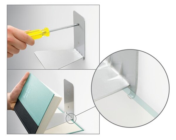 Srebrne metalowe półki zestaw 3 szt. 18 cm Conceal – Umbra