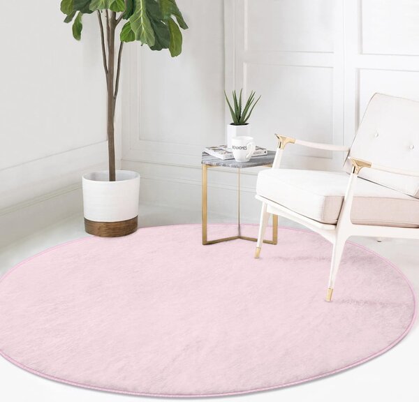 Jasnoróżowy okrągły dywan odpowiedni do prania i robotów sprzątających ø 120 cm Comfort – Mila Home