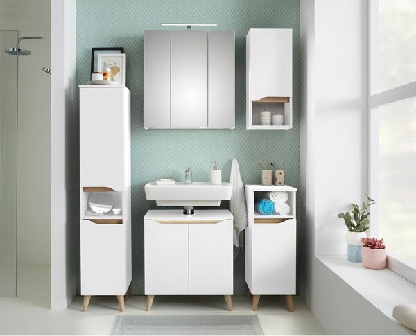 Biała niska wisząca szafka bez umywalki 60x53 cm Set 857 – Pelipal