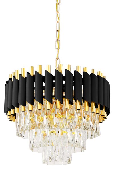 LAMPA WISZĄCA ŻYRANDOL KRYSZTAŁOWY CZARNO-ZŁOTY MAZINI D40