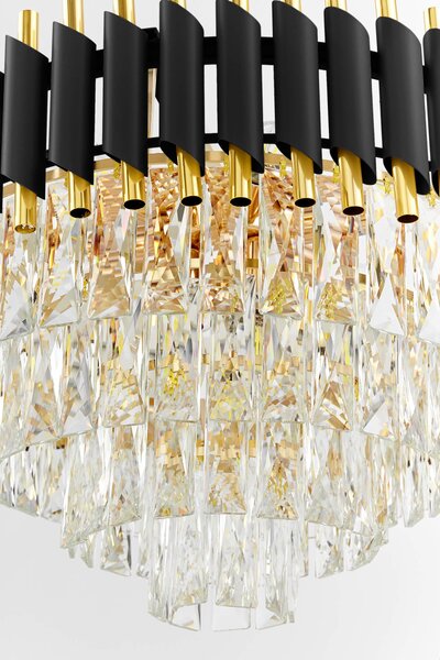 LAMPA WISZĄCA ŻYRANDOL KRYSZTAŁOWY CZARNO-ZŁOTY MAZINI D50