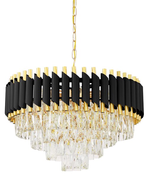 LAMPA WISZĄCA ŻYRANDOL KRYSZTAŁOWY CZARNO-ZŁOTY MAZINI D50