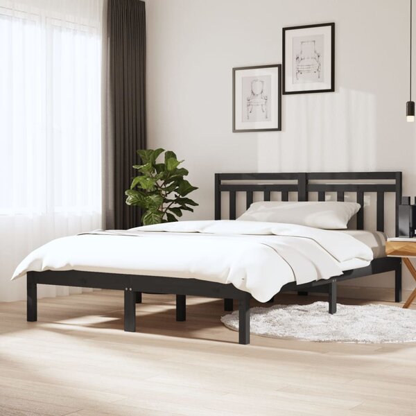 Rama łóżka, szara, lite drewno, 120x190 cm, 4FT, podwójna