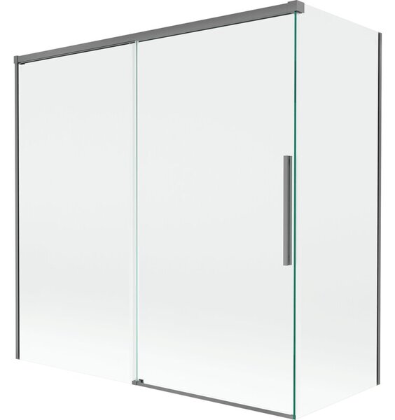 Mexen Rox parawan nawannowy 2-skrzydłowy rozsuwany 160 + 75 x 150 cm, transparent, gun metal - 8C9-160-075-95-00