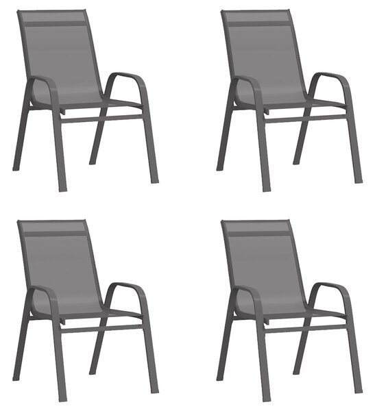 Sztaplowane krzesła ogrodowe, 4 szt., szare, tworzywo textilene