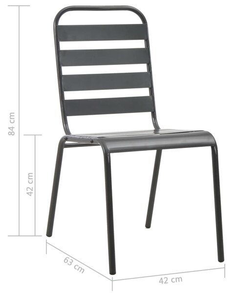 Zestaw szarych metalowych krzeseł ogrodowych K2-D58