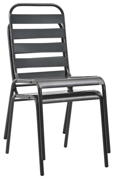 Zestaw szarych metalowych krzeseł ogrodowych K2-D58