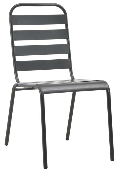 Zestaw szarych metalowych krzeseł ogrodowych K2-D58