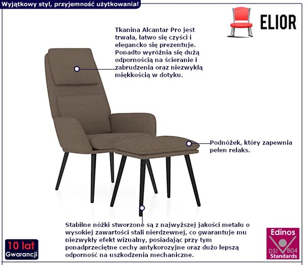Fotel wypoczynkowy z podnóżkiem w kolorze taupe L3-P89