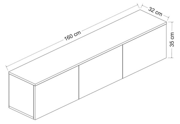 Biało-naturalna szafka pod TV w dekorze dębu 160x35x32 cm Neon – Kalune Design