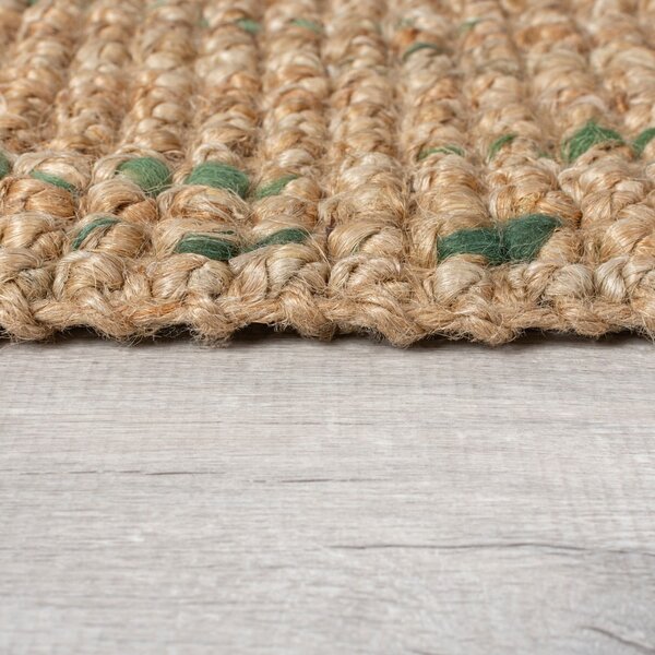 Zielono-naturalny dwustronny dywan z juty tkany ręcznie 120x170 cm Jute Boucle Green – Flair Rugs
