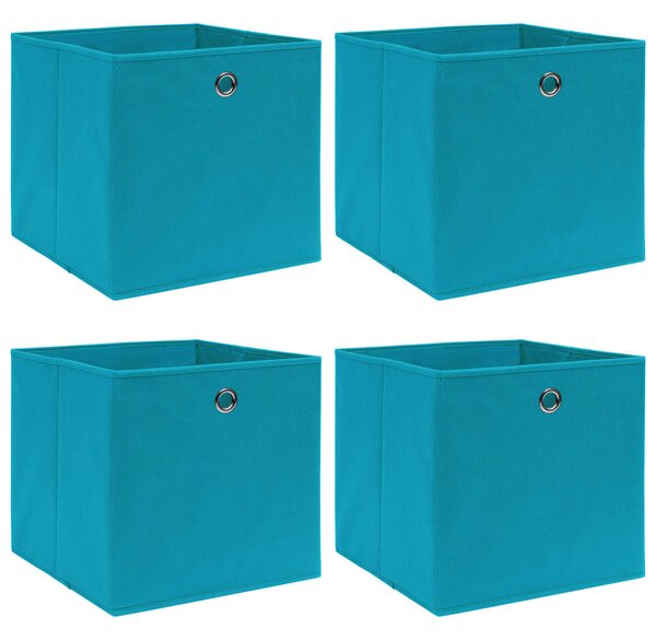Pudełka, 4 szt., błękitne, 32x32x32 cm, tkanina