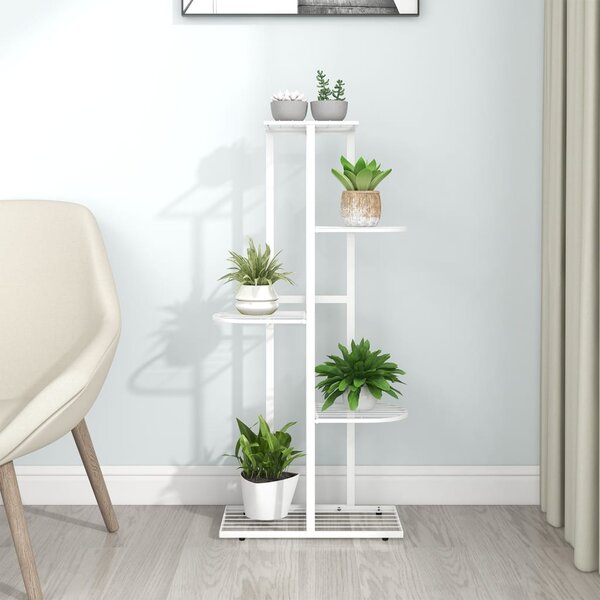 5-poziomowy stojak na kwiaty, 43x22x98 cm, biały, metalowy