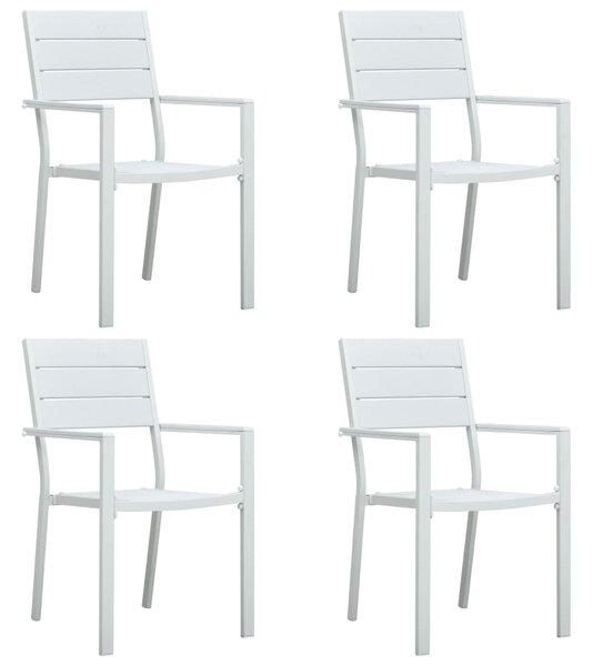 Krzesła ogrodowe, 4 szt., białe, HDPE o wyglądzie drewna