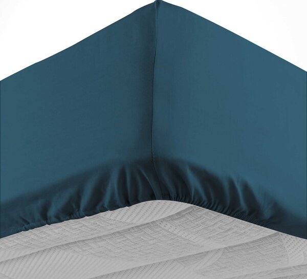 Niebieskie bawełniane prześcieradło z gumką 160x200 cm Lina – douceur d'intérieur