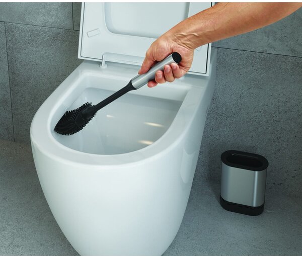 Ciemnoszara szczotka do WC ze stali nierdzewnej Cleany – Metaltex
