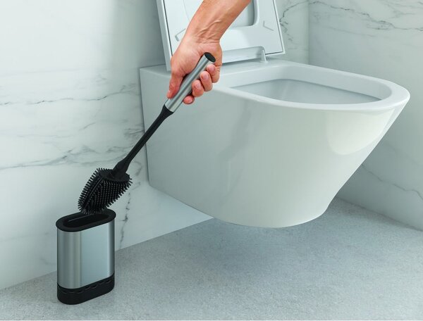 Ciemnoszara szczotka do WC ze stali nierdzewnej Cleany – Metaltex