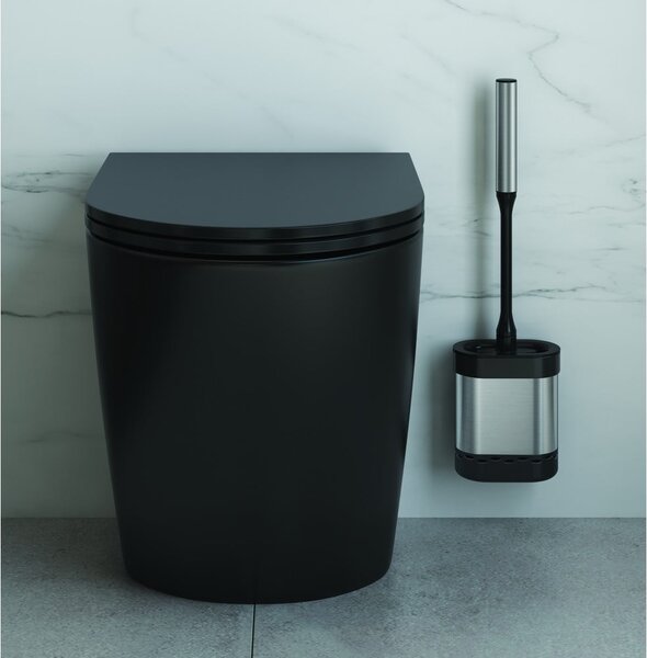 Ciemnoszara szczotka do WC ze stali nierdzewnej Cleany – Metaltex