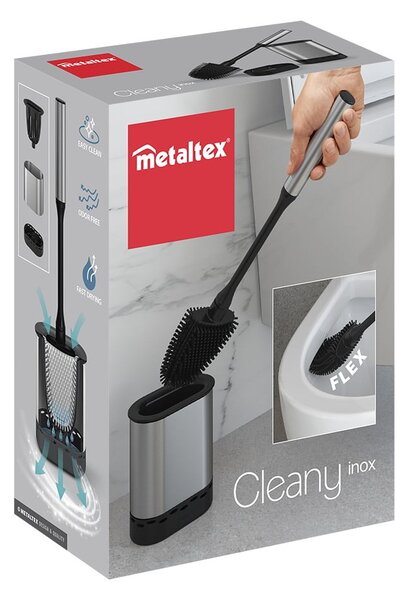 Ciemnoszara szczotka do WC ze stali nierdzewnej Cleany – Metaltex