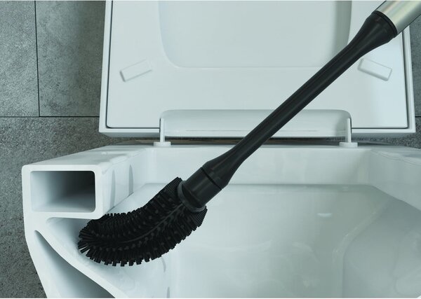 Ciemnoszara szczotka do WC ze stali nierdzewnej Cleany – Metaltex