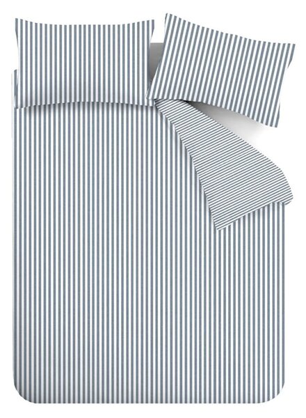 Niebieska flanelowa pościel jednoosobowa 135x200 cm Stripe – Catherine Lansfield