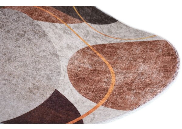 Brązowo-kremowy dywan odpowiedni do prania 60x100 cm Oval – Vitaus