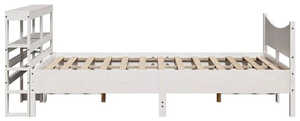 Sosnowe białe łóżko z zagłówkiem i stelażem 160x200 H1-P90