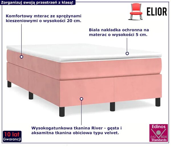 Tapicerowane różowe łóżko z materacem 120x190 F5-M47