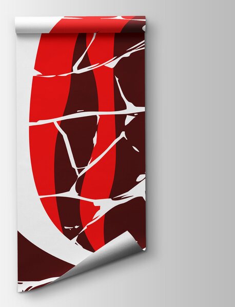 Fototapeta Czerwono-biały wzór w zawijasy, Fototapety Abstrakcja, Popularne Fototapety, t01035 - Tapeko.pl