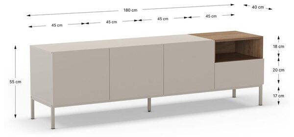 Kremowa szafka pod TV 180x55 cm Cailin – Marckeric