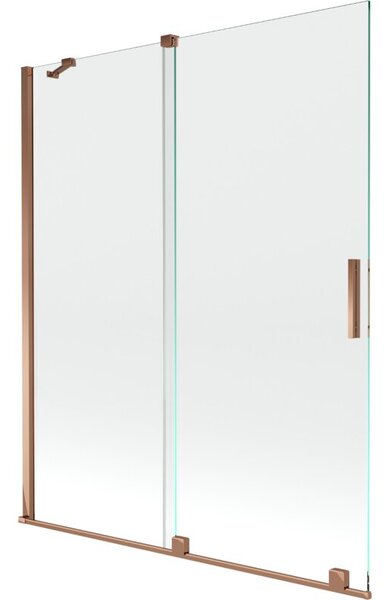 Mexen Velar parawan nawannowy 2-skrzydłowy rozsuwany 140 x 150 cm, transparent, różowe złoto - 896-140-000-01-60