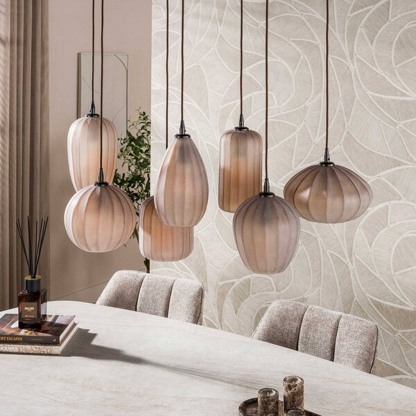 ZIJLSTRA Lampa wisząca szklana Altura, możliwość ściemniania, kremowy / amber, salon / jadalnia, szkło, skandynawski